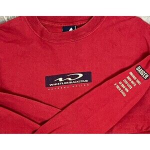 Whistler Blackcomb Shirt Long Sleeve Men Large Vintage 90s Red Experts‎ Only Ski